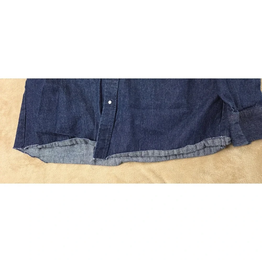 Whiteknucker‎ Denim Jacket Men 2XL Dark Wash Blue Pearl Snap Frayed Raw EUC